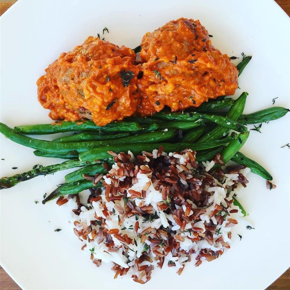Turkey Meatballs in Romesco Sauce